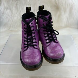 DR.MARTENS GLITTER 1460 LACE UP PURPLE COLOR BOOTS SIZE 9 TODDLER